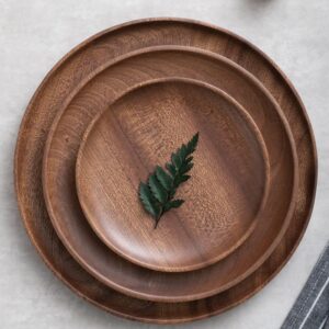 Round Wooden Plate Set